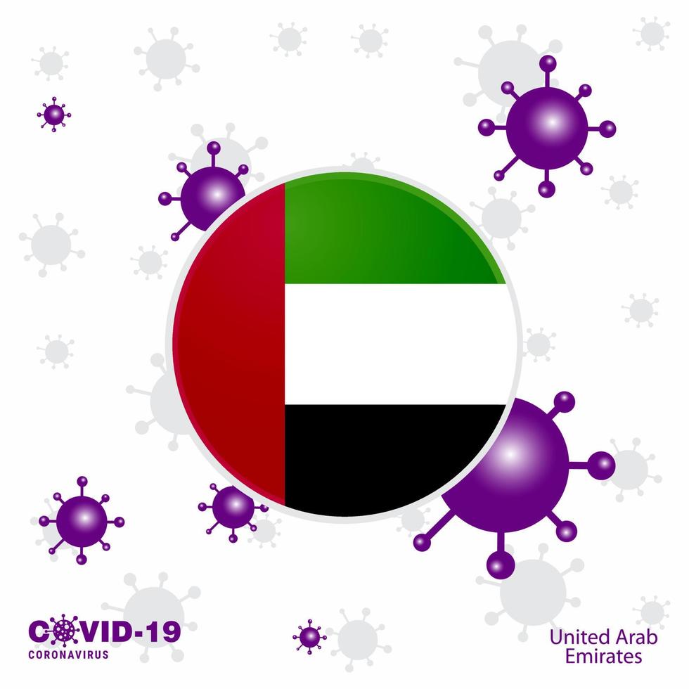reza por los emiratos árabes unidos covid19 coronavirus tipografía bandera quédate en casa mantente saludable cuida tu propia salud vector