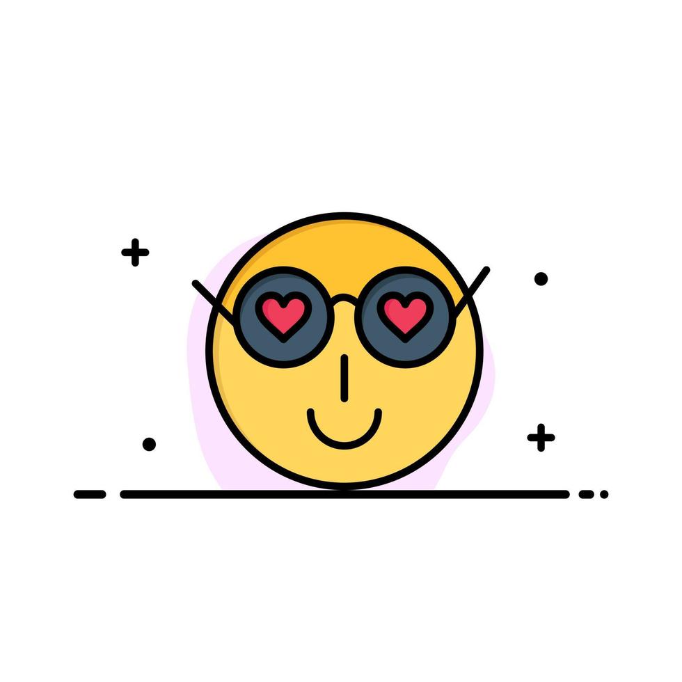 smiley emojis amor lindo usuario negocio línea plana lleno icono vector banner plantilla