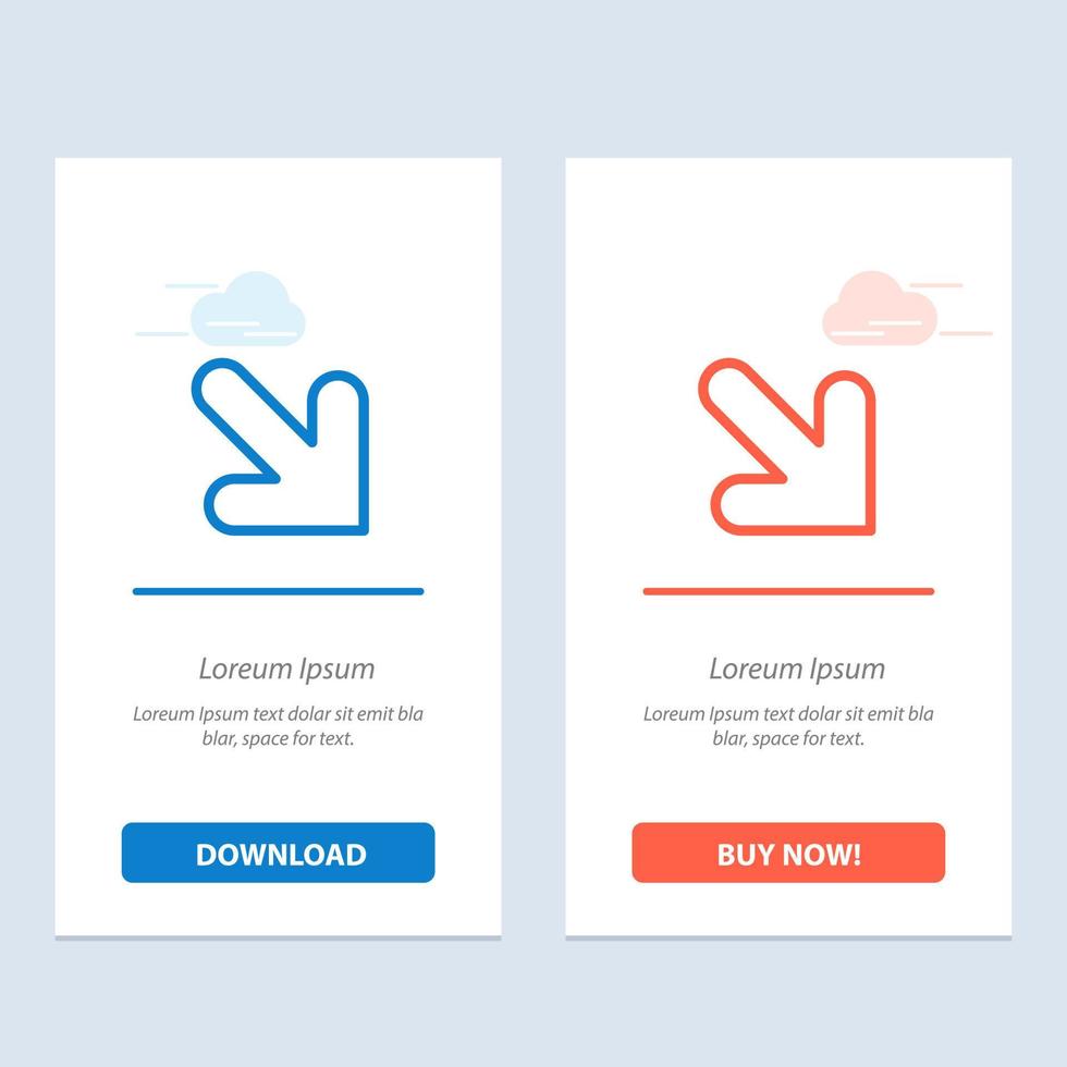 Arrow Down Right  Blue and Red Download and Buy Now web Widget Card Template vector
