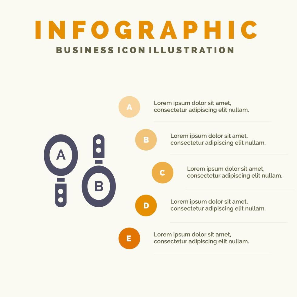 investigación búsqueda signo computación infografía plantilla de presentación presentación de 5 pasos vector