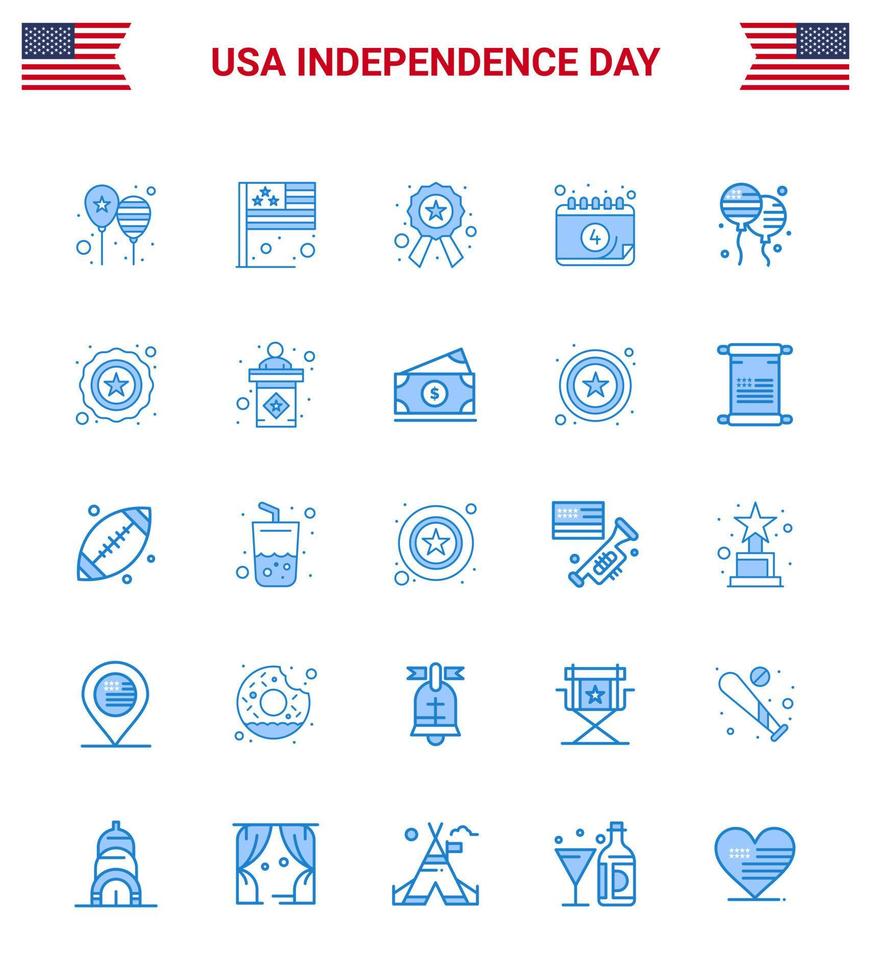 25 usa blue pack de signos y símbolos del día de la independencia de bloon date usa calendar sign editable usa day elementos de diseño vectorial vector