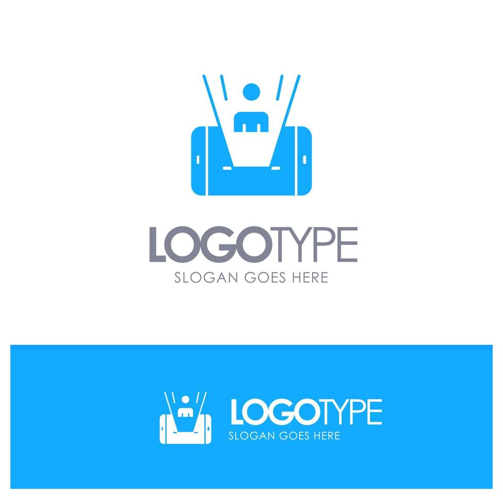 Mobile Cell Man Technology Blue Solid Logo with place for tagline vector