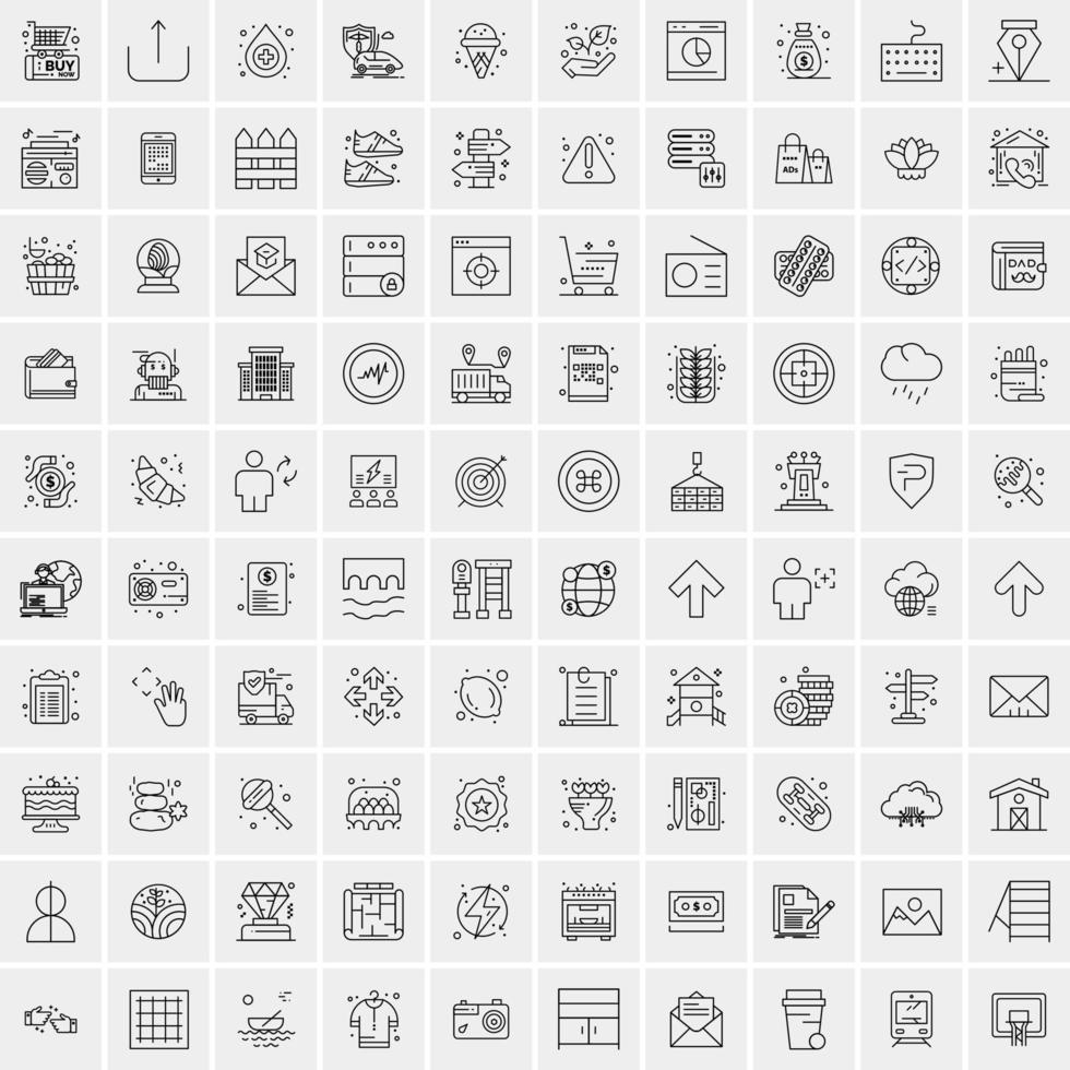 Set of 100 Creative Business Line Icons vector