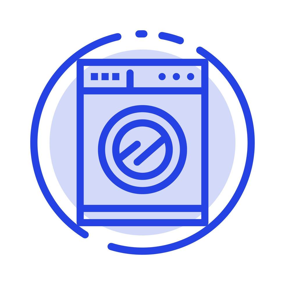 Kitchen Machine Washing Blue Dotted Line Line Icon vector