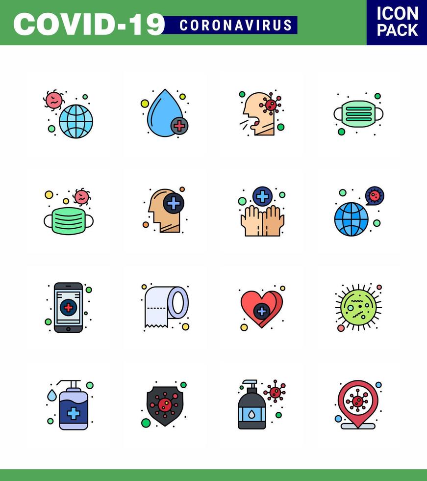 covid19 corona virus prevención de la contaminación azul icono 25 paquete como máscara de seguridad cara positiva personas coronavirus viral 2019nov enfermedad vector elementos de diseño