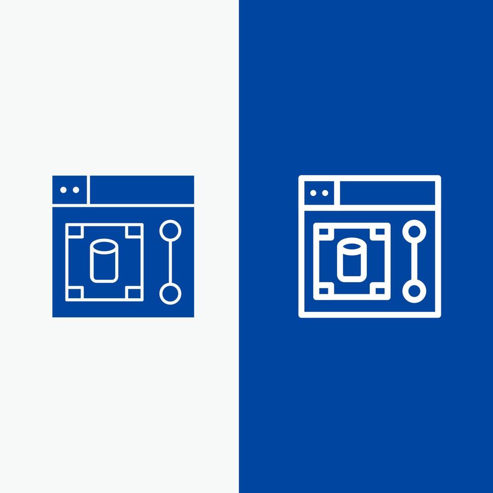 línea de herramienta de diseñador de diseño web y glifo icono sólido banner azul línea y glifo icono sólido banner azul vector