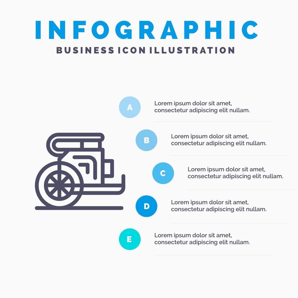 Chariot Horses Old Prince Greece Line icon with 5 steps presentation infographics Background vector