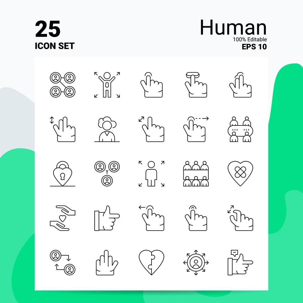 25 conjunto de iconos humanos 100 archivos eps 10 editables concepto de logotipo de empresa ideas diseño de icono de línea vector