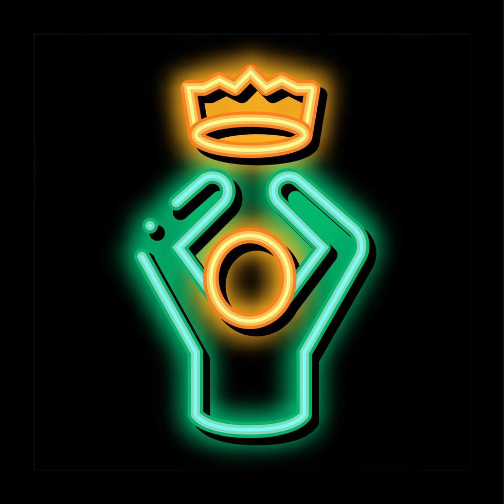 ilustración de icono de brillo de neón de talento humano de corona de rey vector