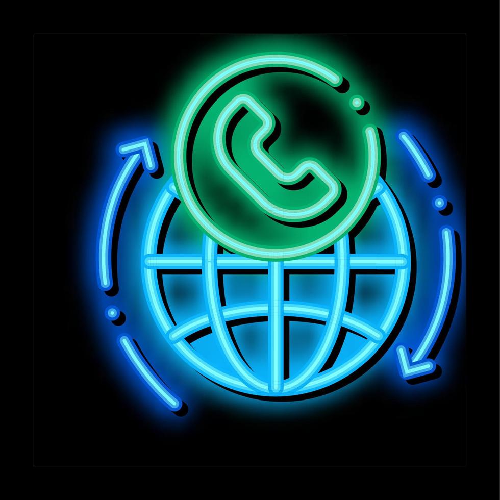 ilustración de icono de brillo de neón de telecomunicaciones en línea vector