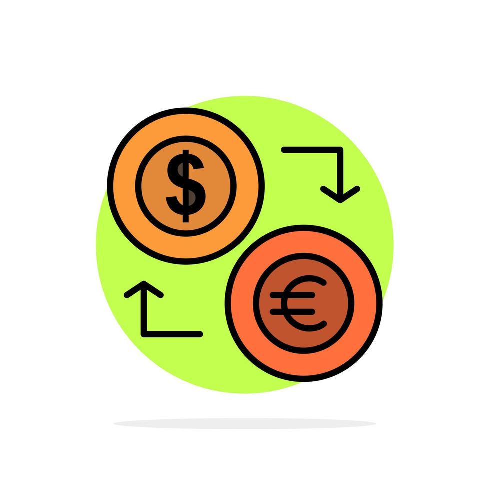 cambiar monedas moneda dólar euro finanzas financiero dinero círculo abstracto fondo color plano icono vector