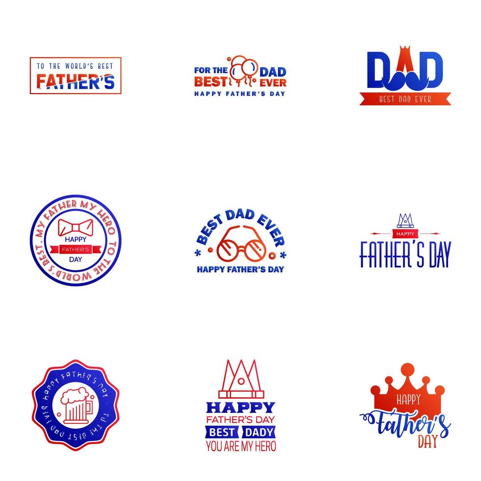 feliz día del padre apreciación vector texto banner 9 fondo azul y rojo para carteles volantes marketing tarjetas de felicitación elementos de diseño vectorial editables