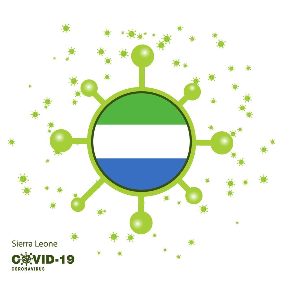 Sierra Leone Coronavius Flag Awareness Background Stay home Stay Healthy Take care of your own health Pray for Country vector