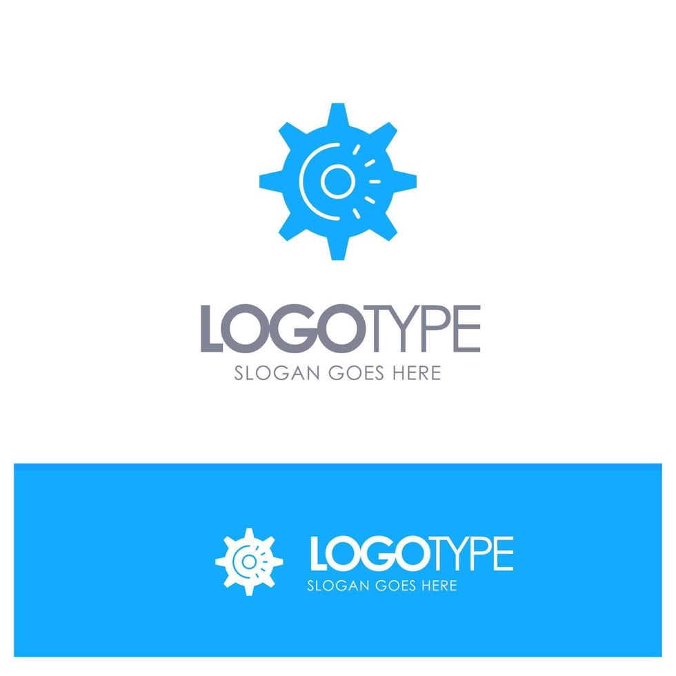 idea de configuración de engranajes cog logotipo sólido azul con lugar para el eslogan vector
