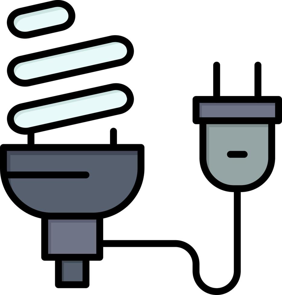 Bulb Economic Electrical Energy Light Bulb Plug  Flat Color Icon Vector icon banner Template