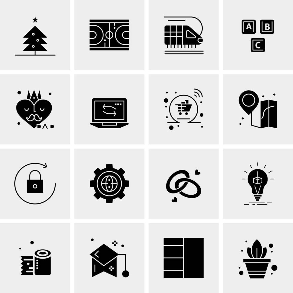 16 iconos de negocios universales vector ilustración de icono creativo para usar en proyectos relacionados con la web y dispositivos móviles