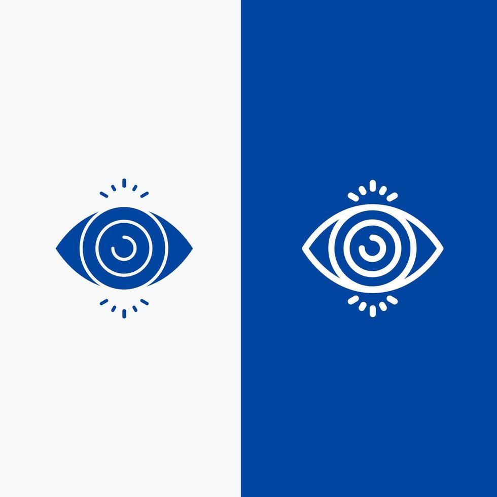 Eye Test Search Science Line and Glyph Solid icon Blue banner Line and Glyph Solid icon Blue banner vector