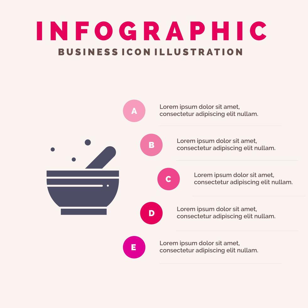 tazón sopa ciencia sólido icono infografía 5 pasos presentación antecedentes vector