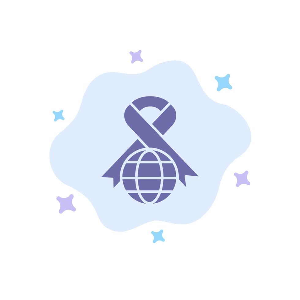 Care Ribbon Globe World Blue Icon on Abstract Cloud Background vector