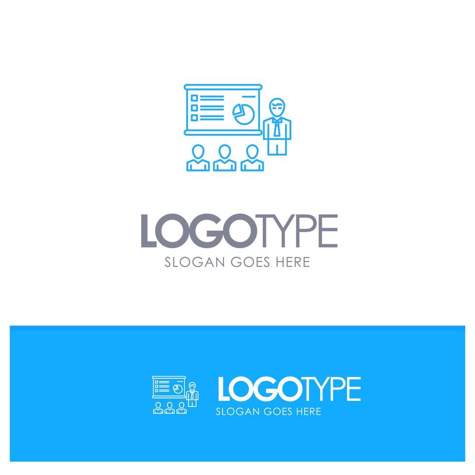 Presentation Analytics Business Graph Marketing People Statistics Blue outLine Logo with place for tagline vector