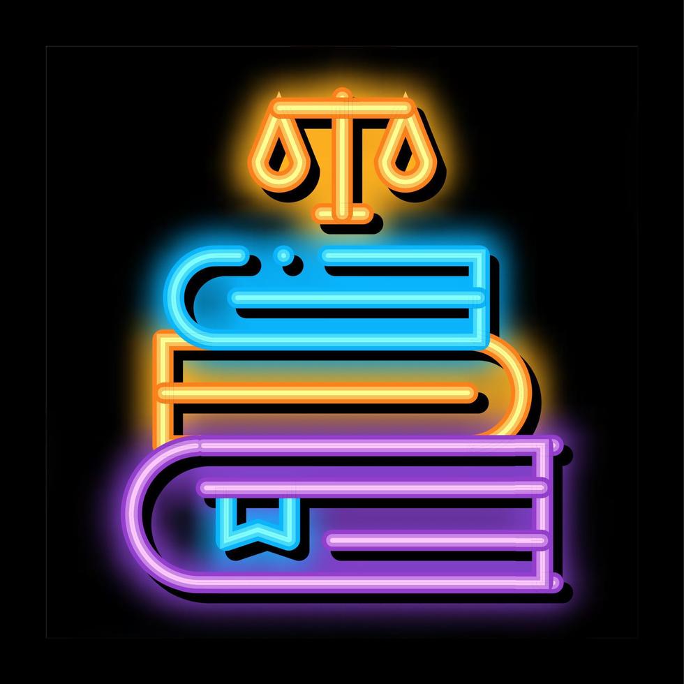 Justice Books Law And Judgement neon glow icon illustration vector