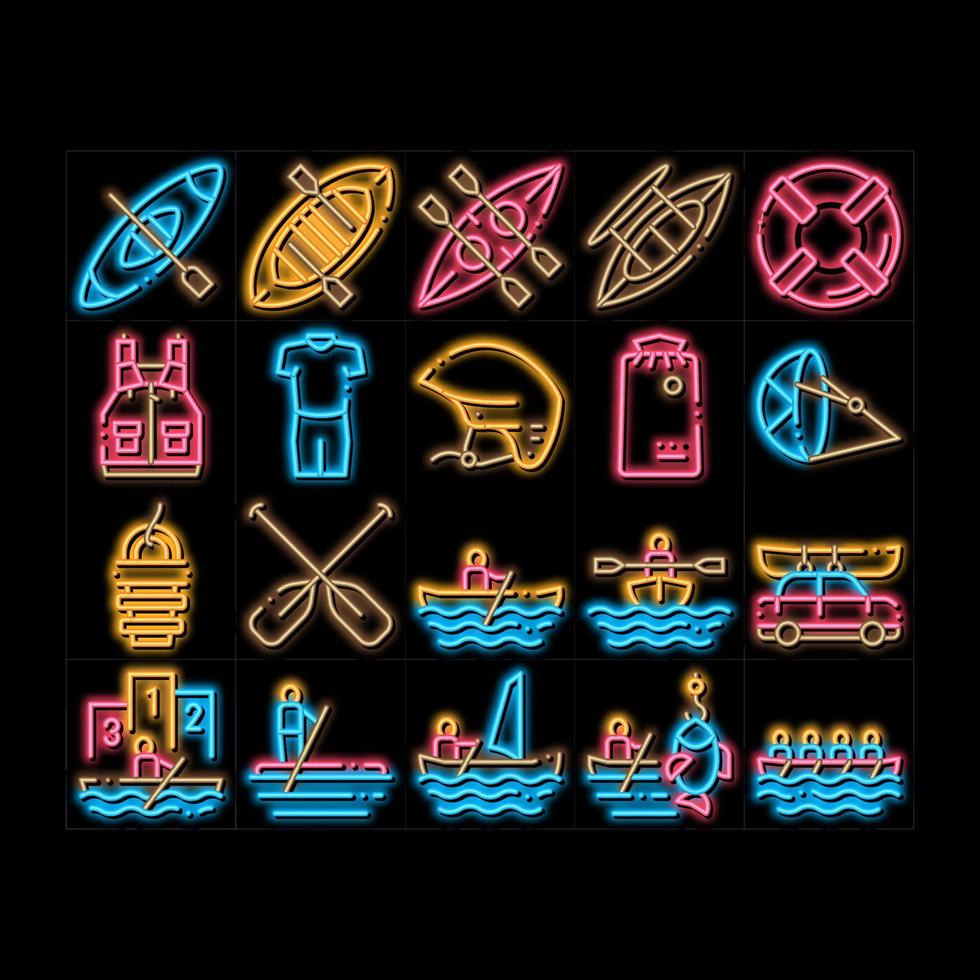 Canoeing neon glow icon illustration vector