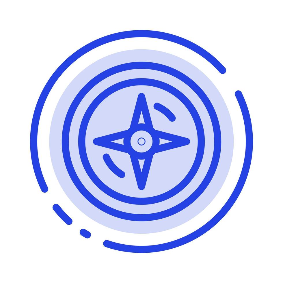 Navigation Compass Location Blue Dotted Line Line Icon vector