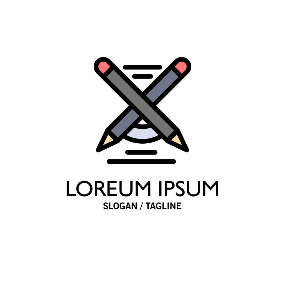 Education Pen Pencil Write Business Logo Template Flat Color vector
