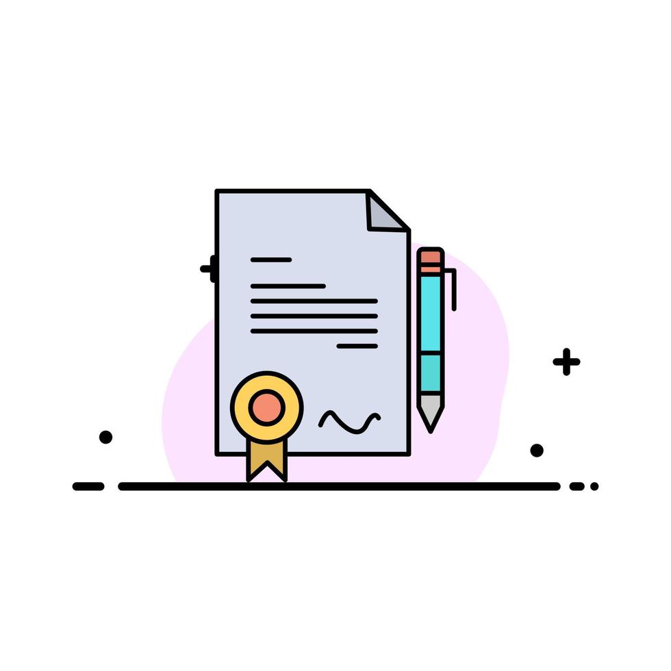 Agreement Certificate Done Deal  Business Flat Line Filled Icon Vector Banner Template