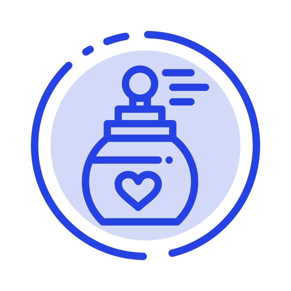 Perfume Fragmented Fragrant Aroma  Blue Dotted Line Line Icon vector