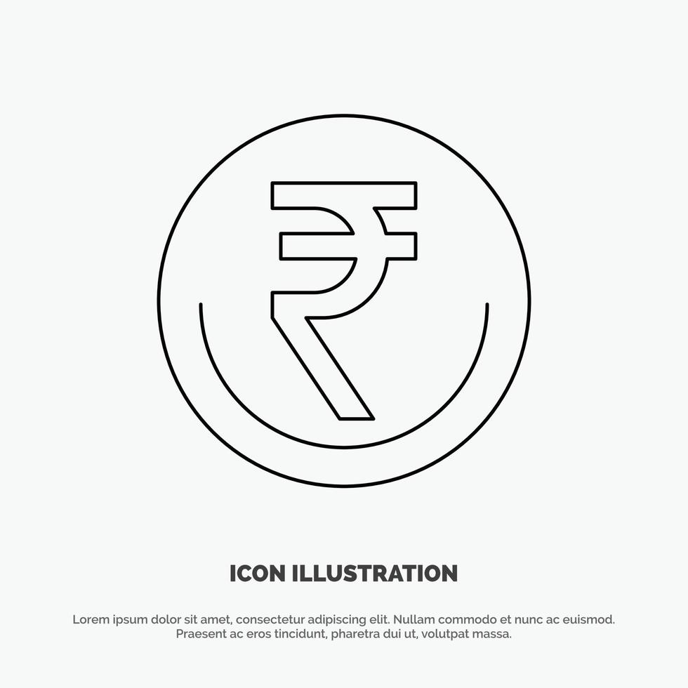 Business Currency Finance Indian Inr Rupee Trade Line Icon Vector