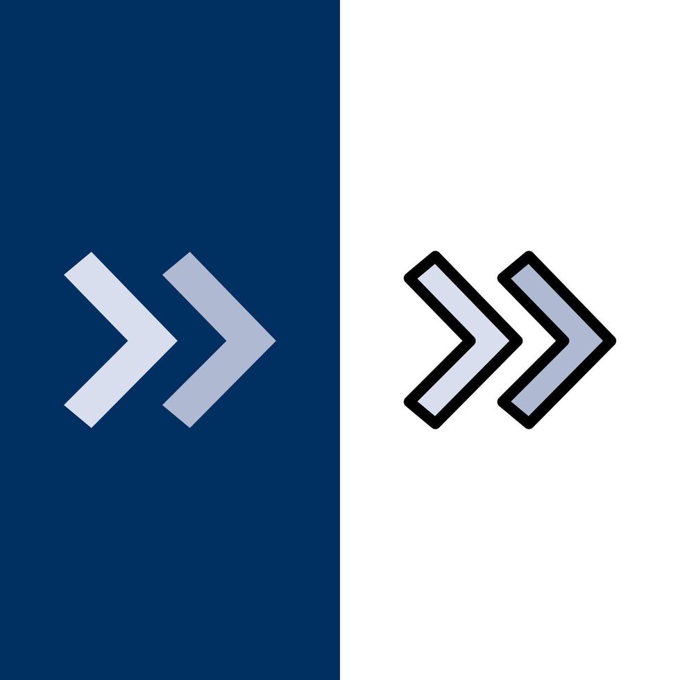 Arrow Arrows Right  Icons Flat and Line Filled Icon Set Vector Blue Background