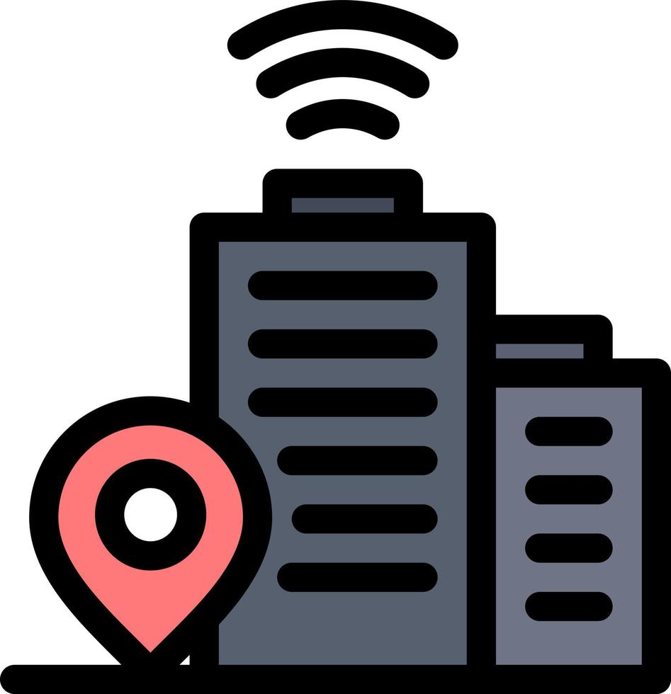 Building Wifi Location  Flat Color Icon Vector icon banner Template