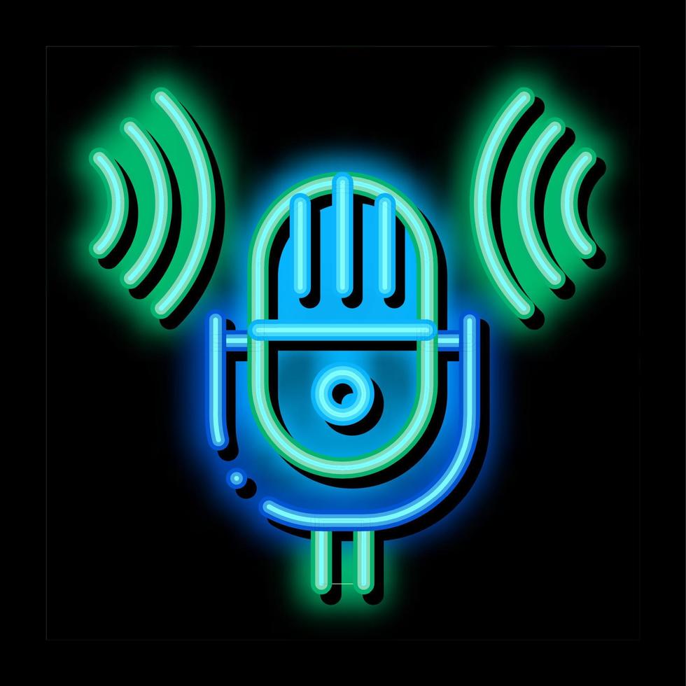 Sound Microphone Voice Control neon glow icon illustration vector