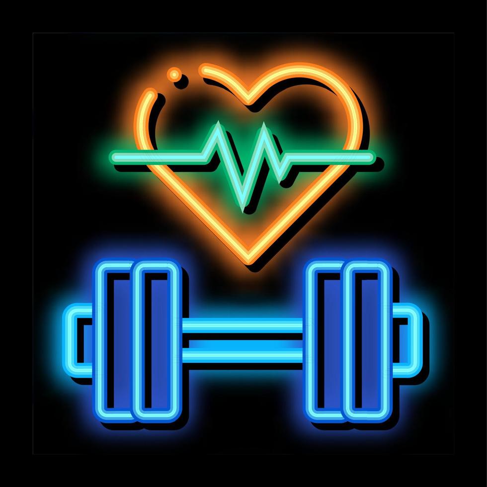 ilustración de icono de brillo de neón de biohacking de entrenamiento cardiovascular vector