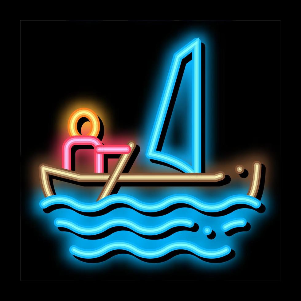 ilustración de icono de resplandor de neón de canoa de vela vector