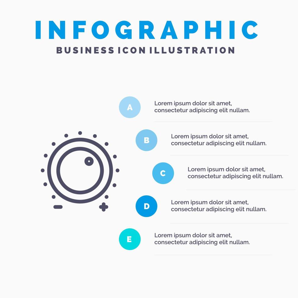 Audio Control Gain Level Sound Line icon with 5 steps presentation infographics Background vector