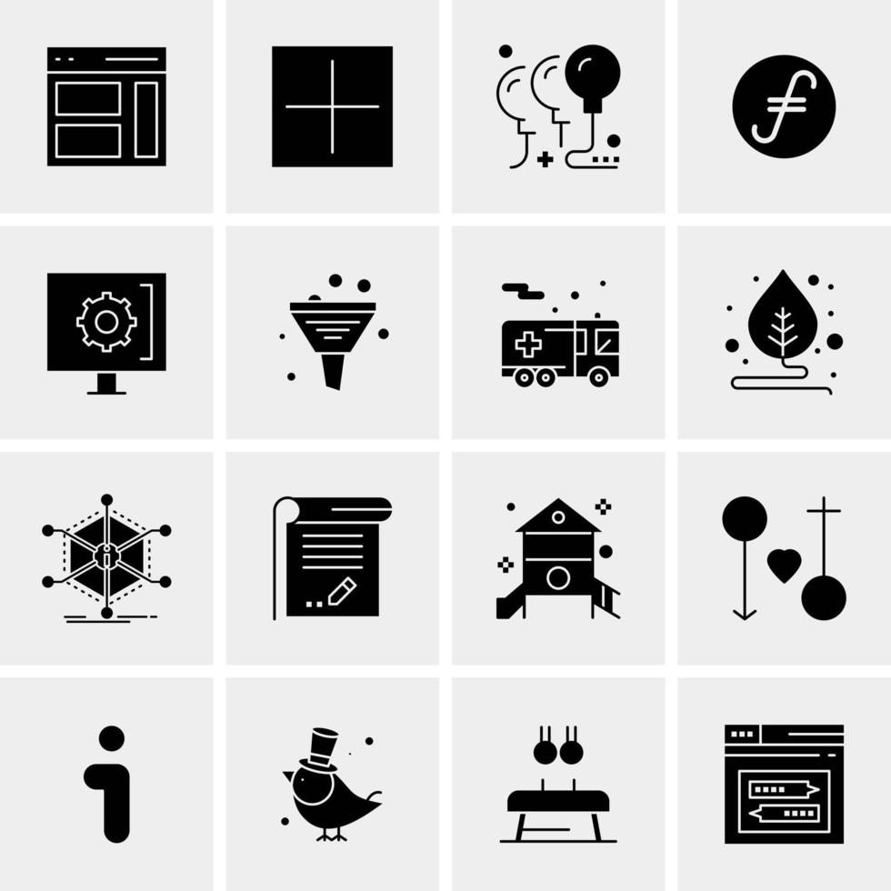 16 iconos de negocios universales vector ilustración de icono creativo para usar en proyectos relacionados con la web y dispositivos móviles