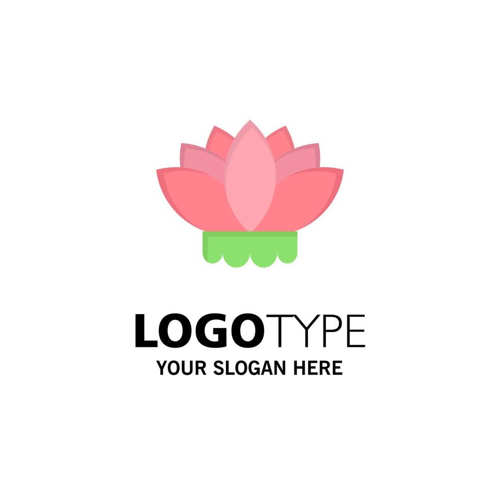 Flower China Chinese Business Logo Template Flat Color vector