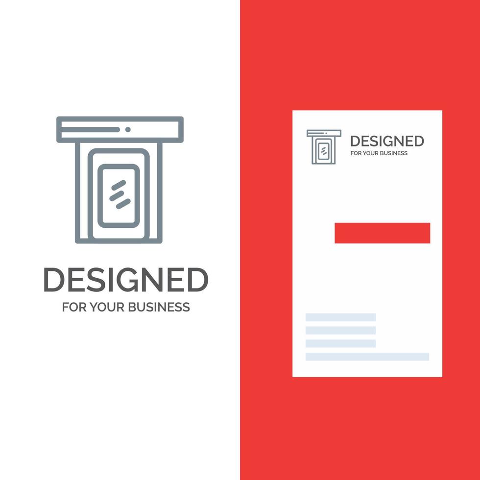 Rainy Cloud Door Home Grey Logo Design and Business Card Template vector