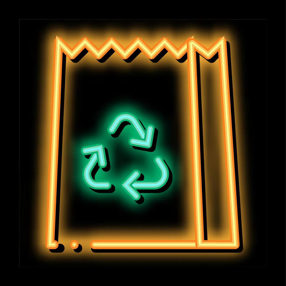 Paper Bag With Recycle Sign Packaging neon glow icon illustration vector