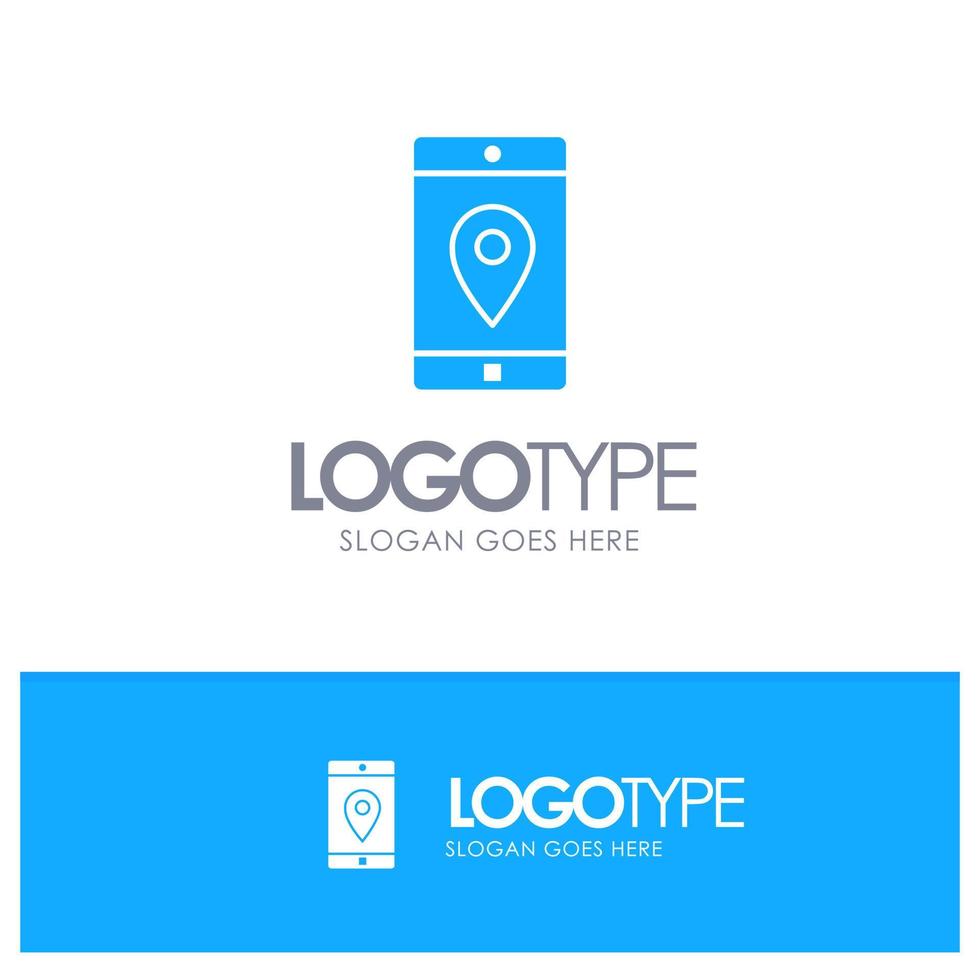 Application Mobile Mobile Application Location Map Blue Solid Logo with place for tagline vector