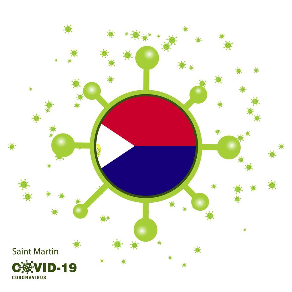 saintmartin coronavius fondo de conciencia de la bandera quédese en casa manténgase saludable cuide su propia salud ore por el país vector