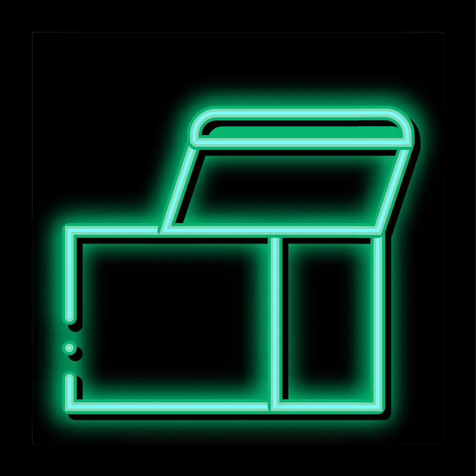 Square Opened Cardboard Carton Box neon glow icon illustration vector