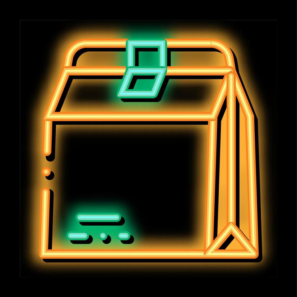 Closed Paper Bag For Food Packaging neon glow icon illustration vector
