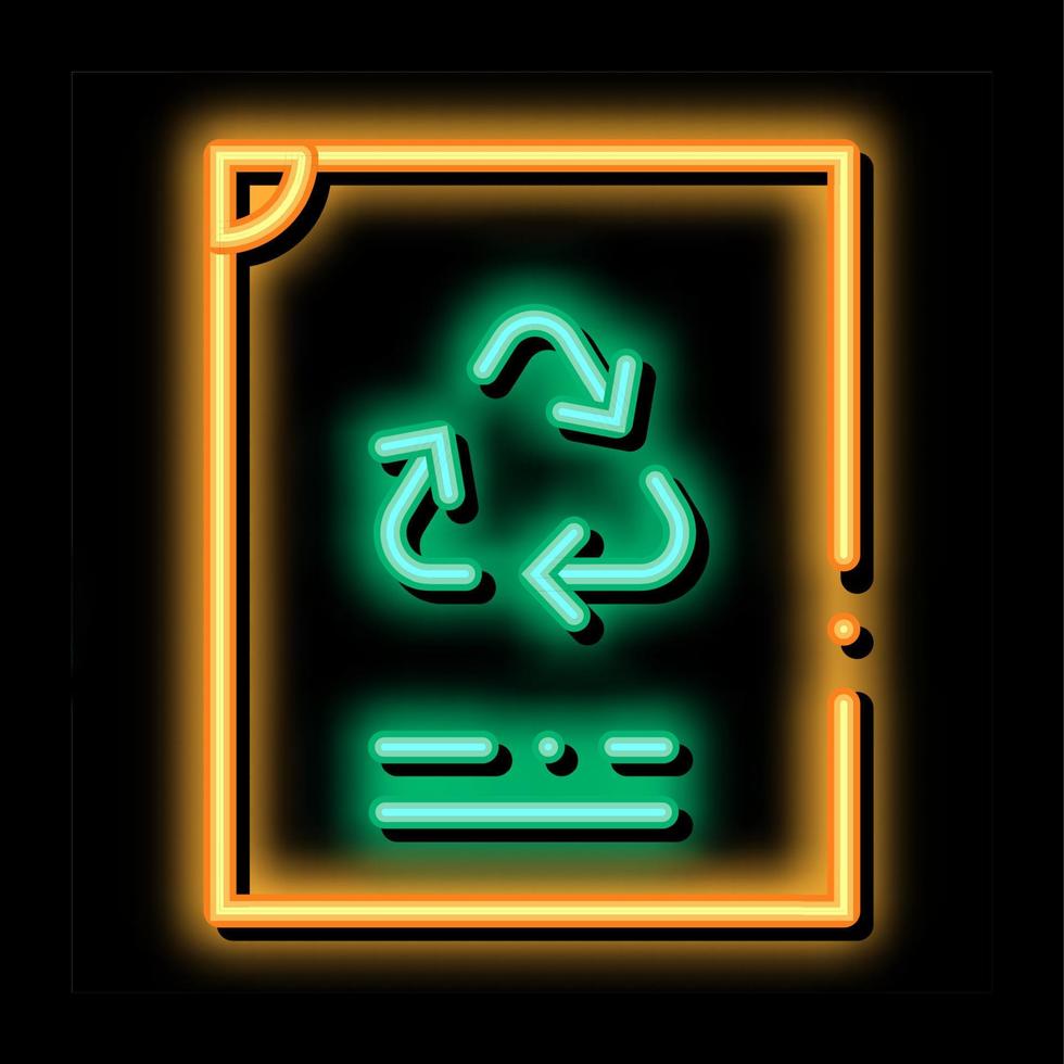 ilustración de icono de brillo de neón de embalaje de paquete de vacío de reciclaje ecológico vector