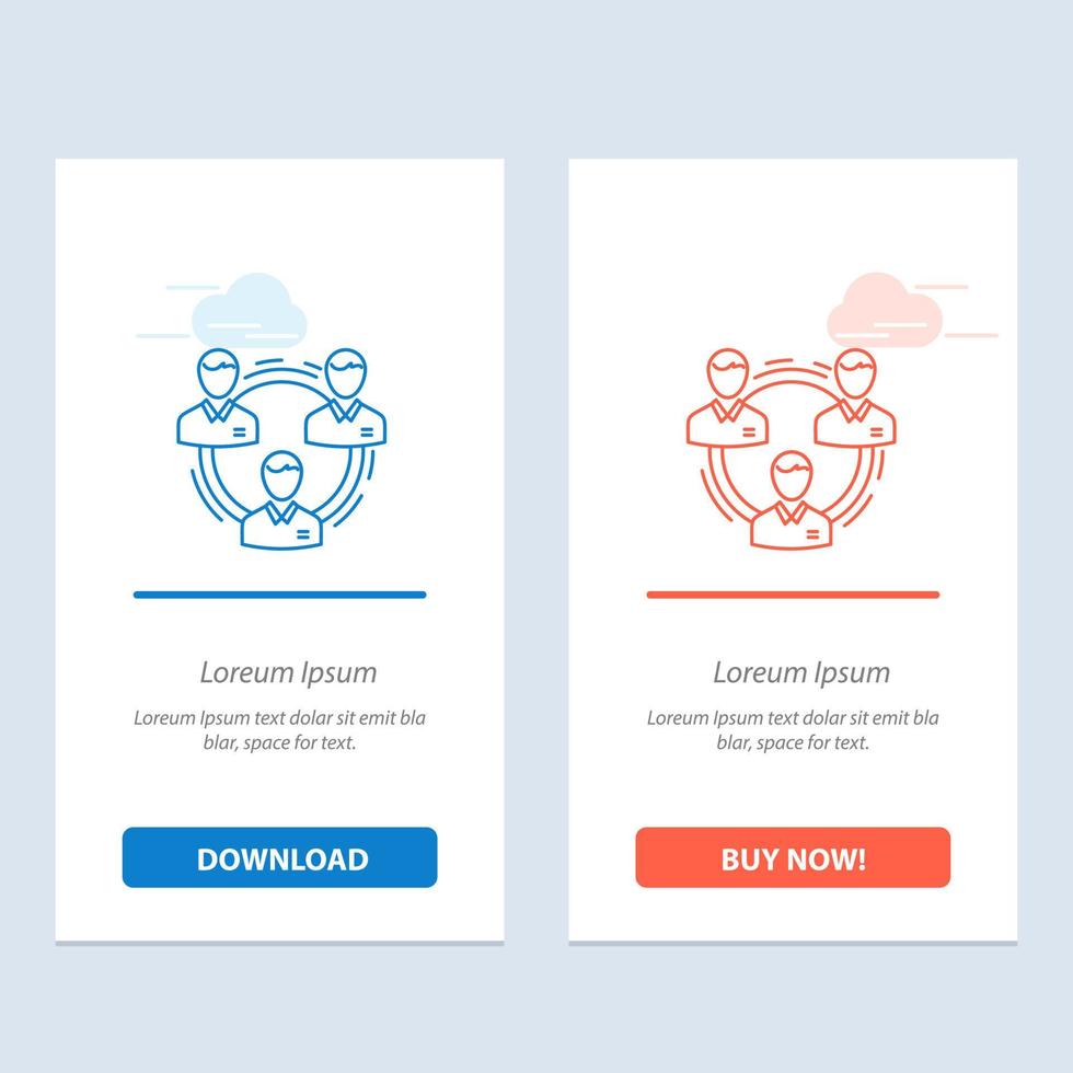 Team Business Communication Hierarchy People Social Structure  Blue and Red Download and Buy Now web Widget Card Template vector