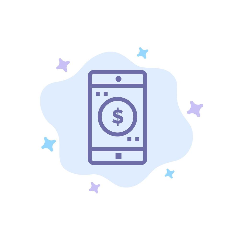 Application Mobile Mobile Application Dollar Blue Icon on Abstract Cloud Background vector