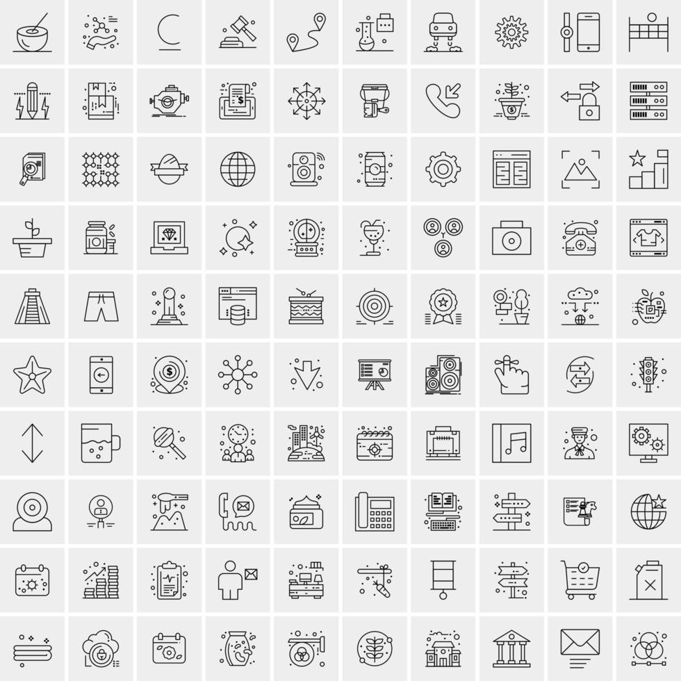 conjunto de 100 iconos de línea de negocios creativos vector