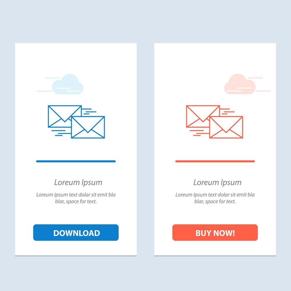 Mail Reply Forward Business Correspondence Letter  Blue and Red Download and Buy Now web Widget Card Template vector